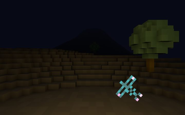 Noita 3D — first-person voxel world with falling sand physics at night